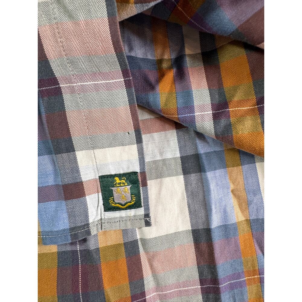 Robert Talbott Shirt Mens Large 100% Cotton Plaid Button Up Blue Brown Orange - Picture 6 of 9